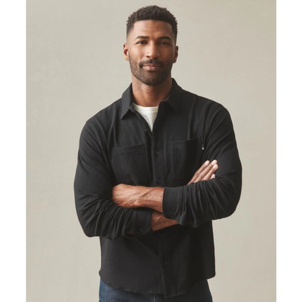 American Giant Slub Shirt Button Up Long Sleeve Black Size Medium NEW